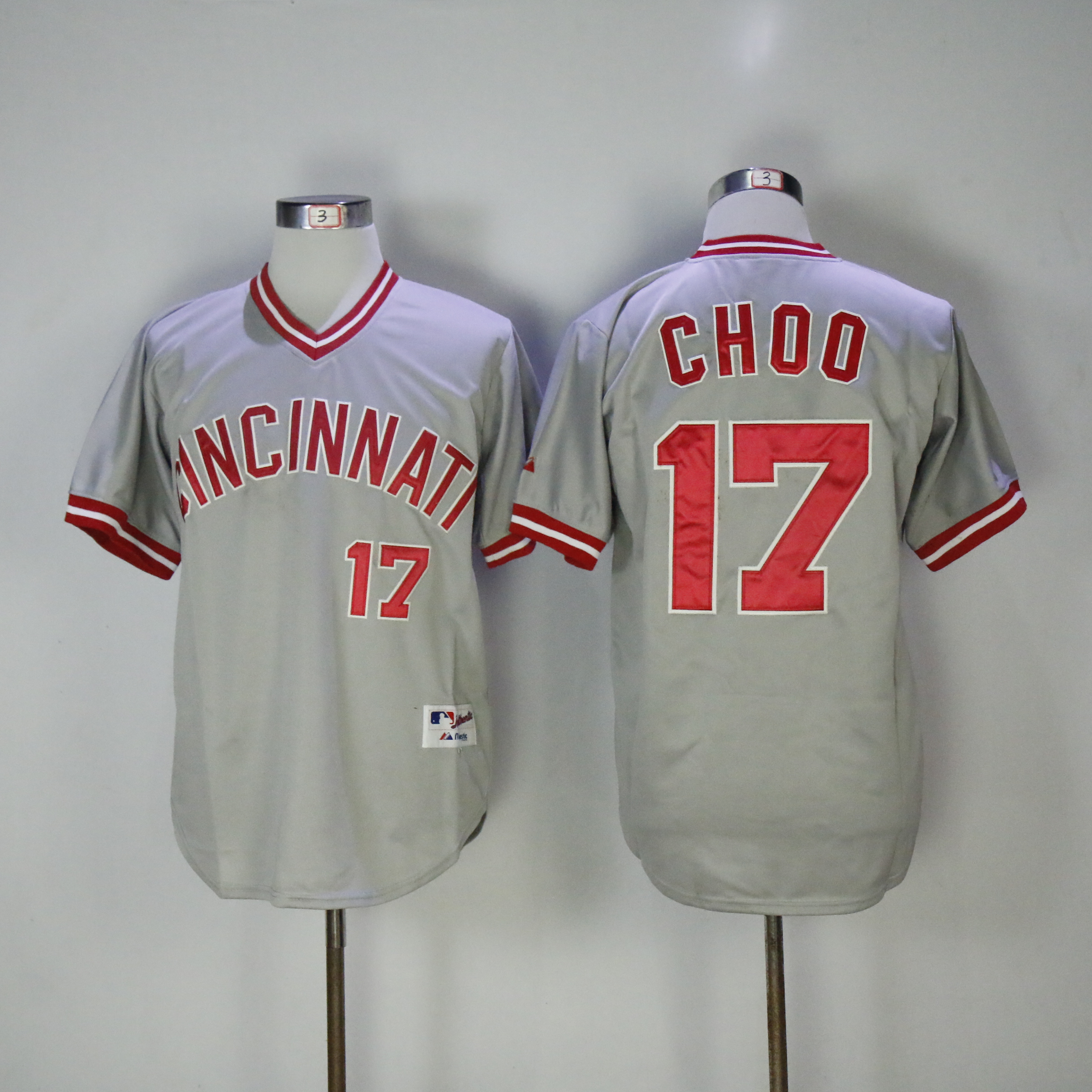 Men MLB Cincinnati Reds #17 Choo grey jerseys->cincinnati reds->MLB Jersey